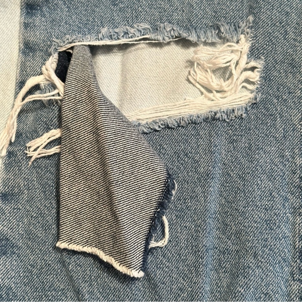 Forever 21 Jeans Womens 29 Light Wash Low Rise Wide Leg Patchwork Distressed - Picture 10 of 13